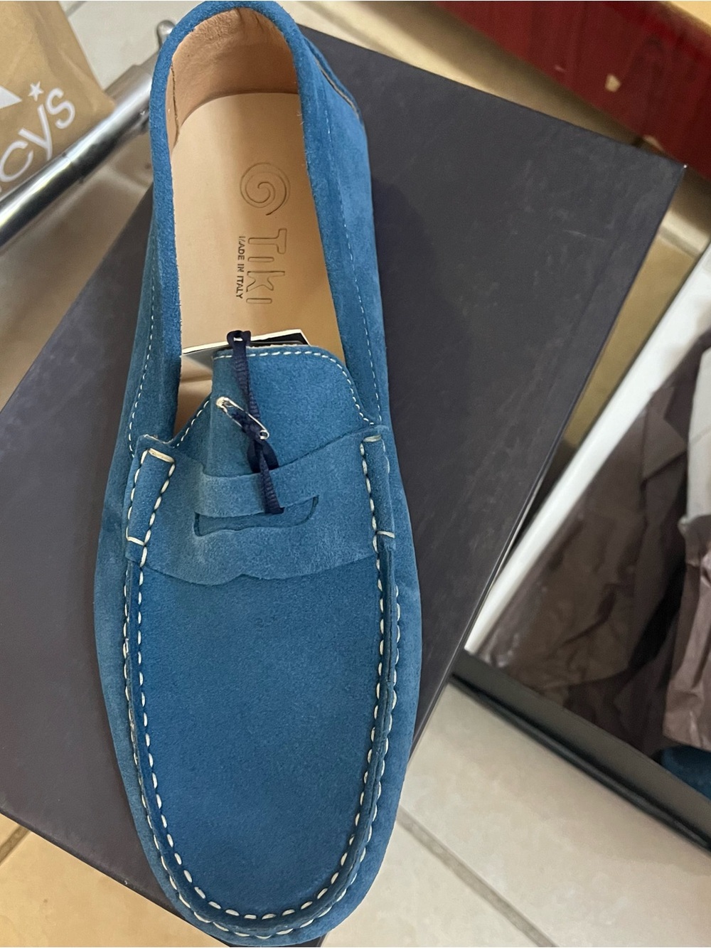 TiKi Napoli Teal Suede Penny Loafer made in Italy